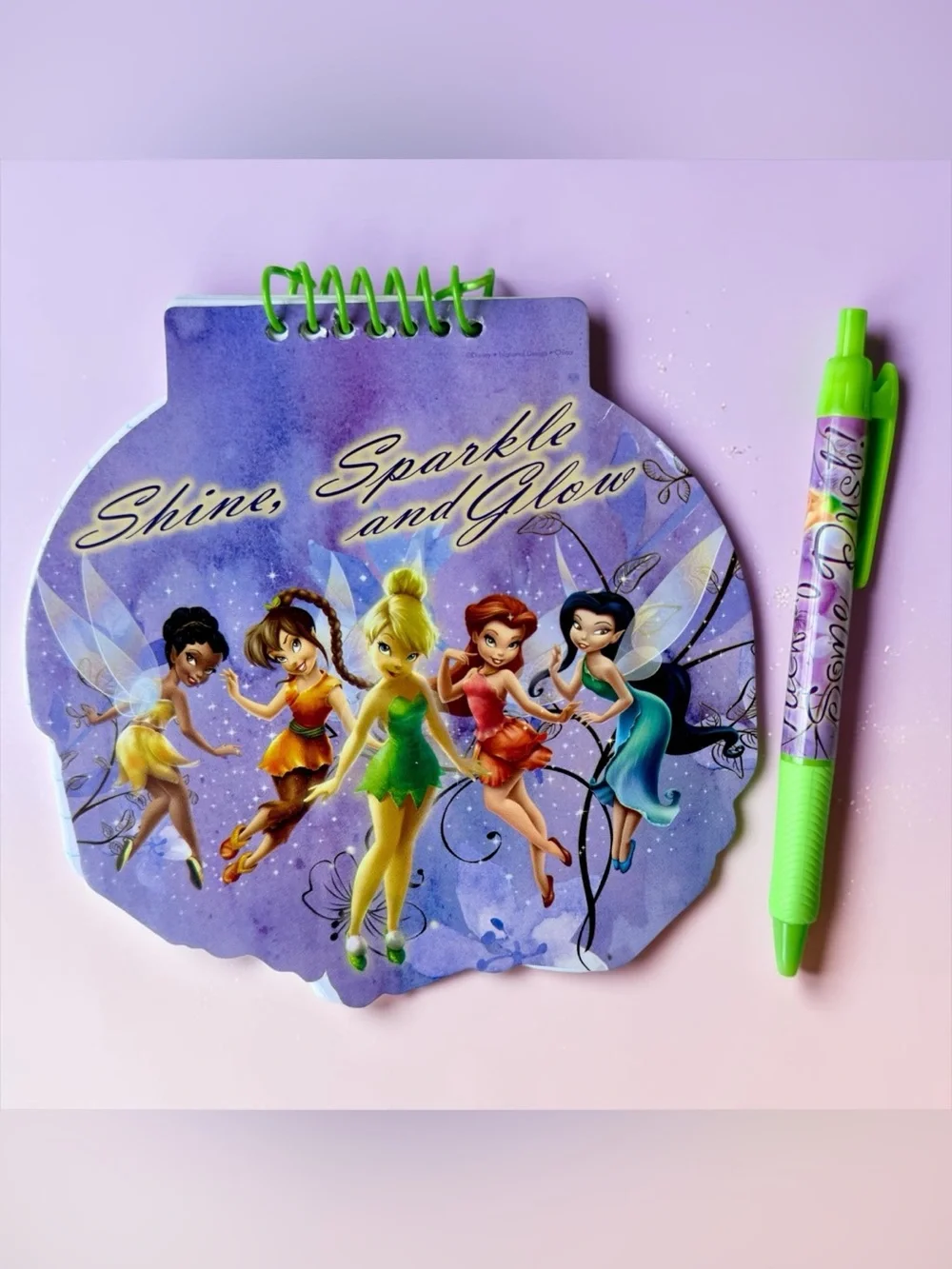 Vintage Tinker Bell New DeadStock Disney Fairies Spiral Notebook And Pen Y2K